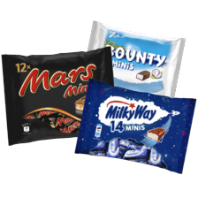 Mars, Twix, Bounty, Snickers of Milky Way mini's